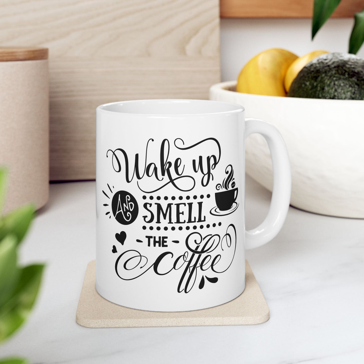 Bedruckte Kaffeetasse – 11oz (330 ml) – „Wake Up 2“ – robust & stilvoll