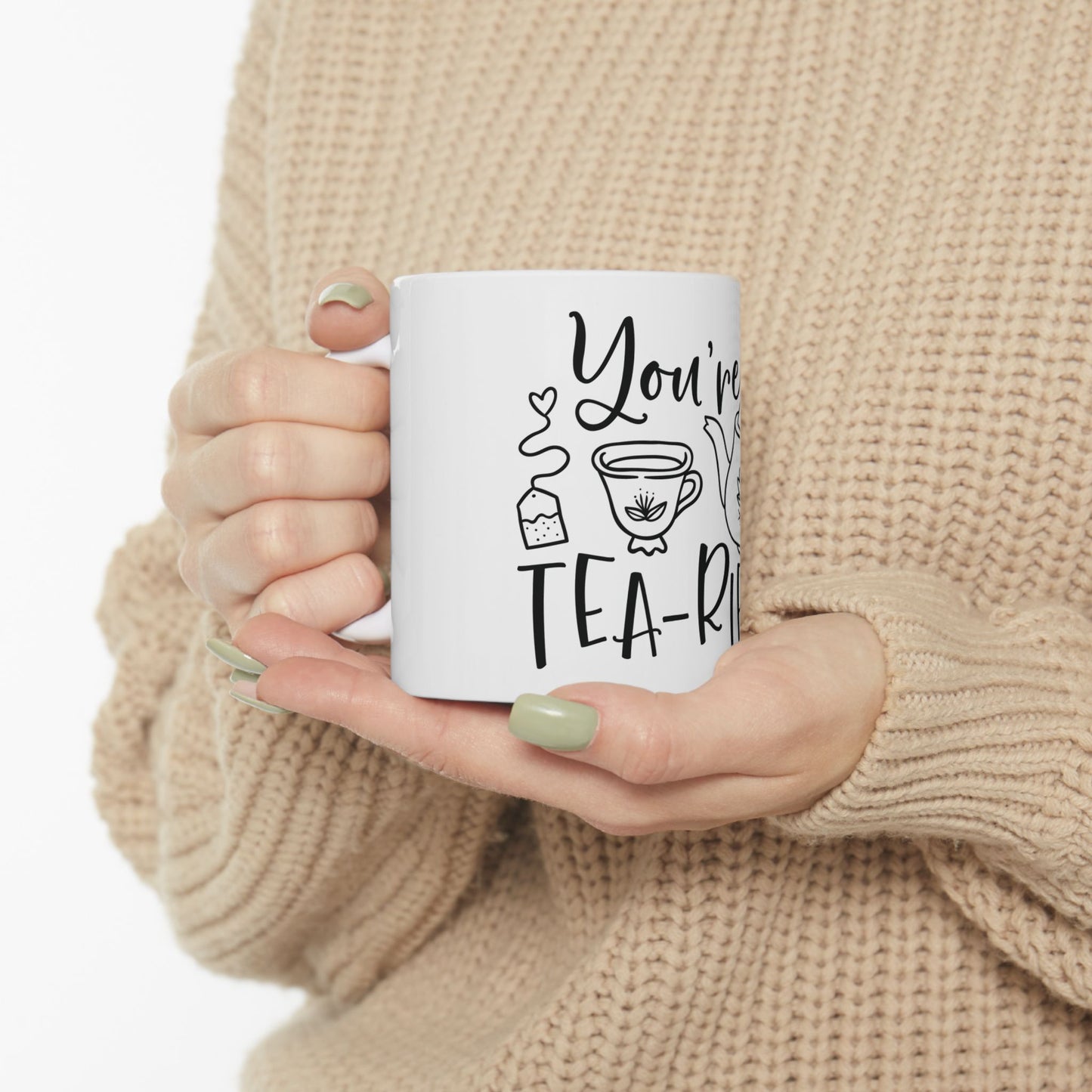Bedruckte Kaffeetasse – 11oz (330 ml) – „Tee-Riffic“ – robust & stilvoll
