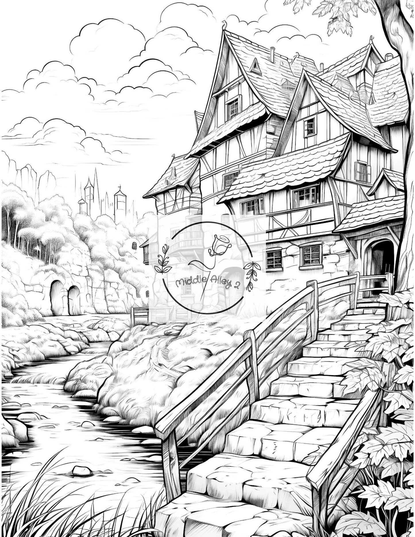 🏰🌲 „Mittelalter zum Ausmalen – 50 neue Dorfmotive aus längst vergangenen Zeiten (Vol. 2)“ 🎨🕯️