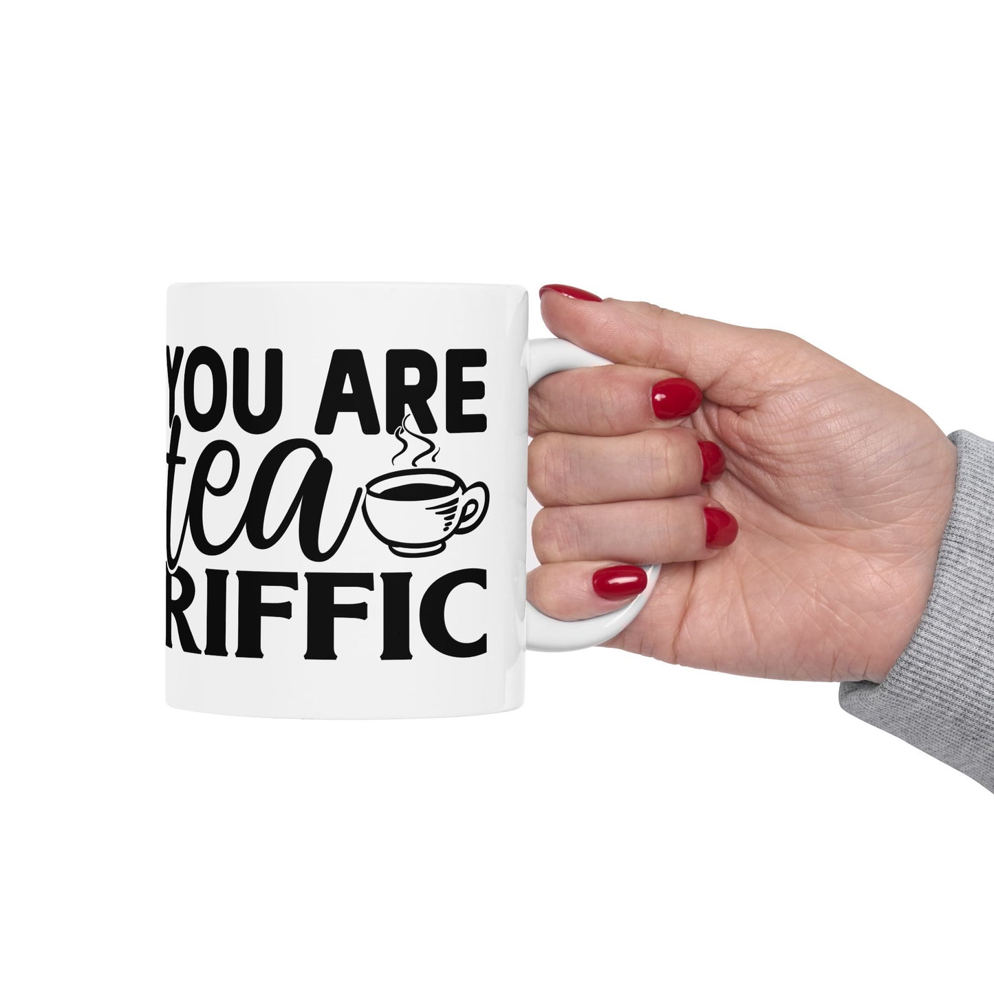 Bedruckte Kaffeetasse – 11oz (330 ml) – „Tea-Riffic 9“ – robust & stilvoll
