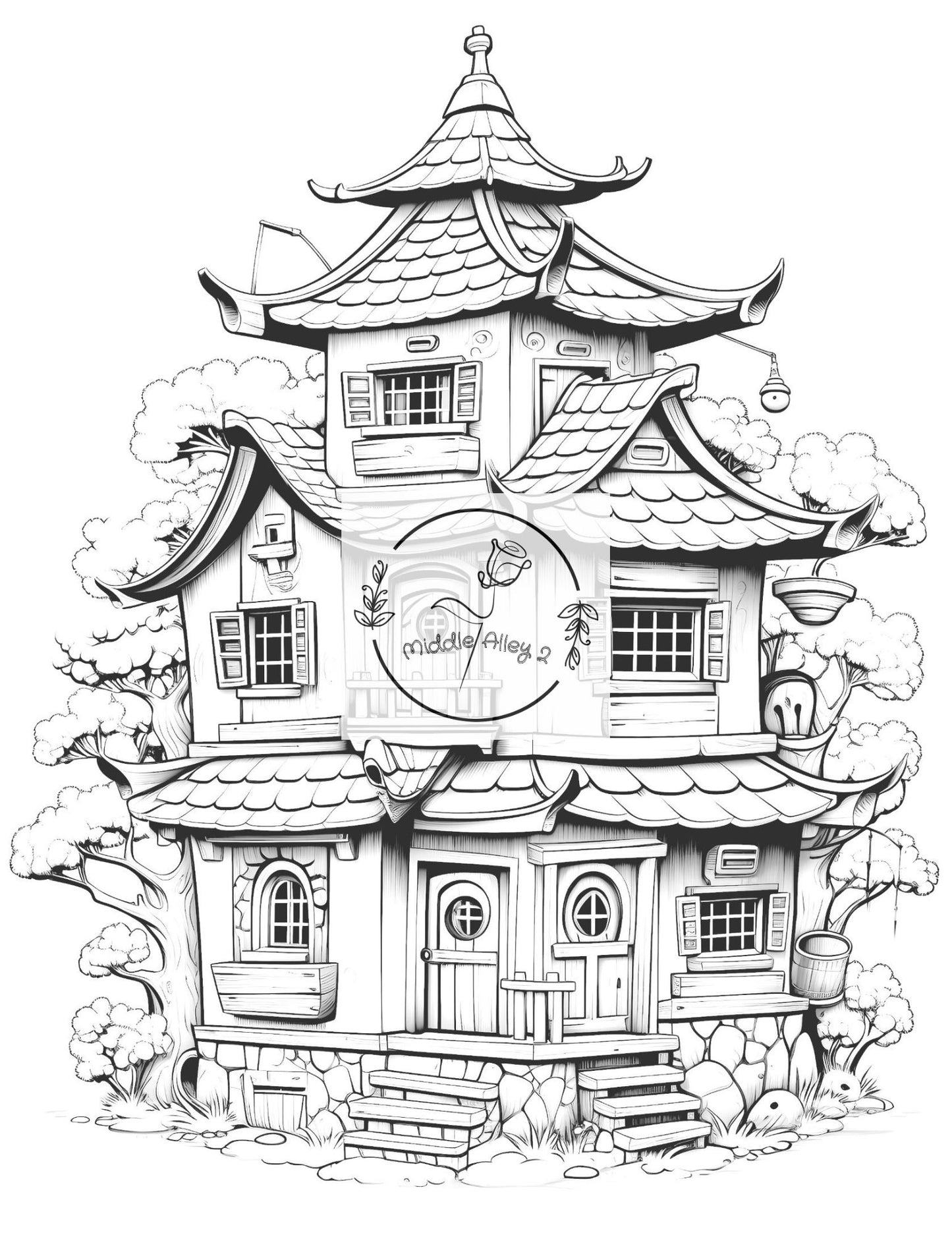 🎎🏯 „Kawaii & Kreativ – Malbuch mit 50 witzigen Japan-Häusern für Kinder & Erwachsene“ 🎨🍣