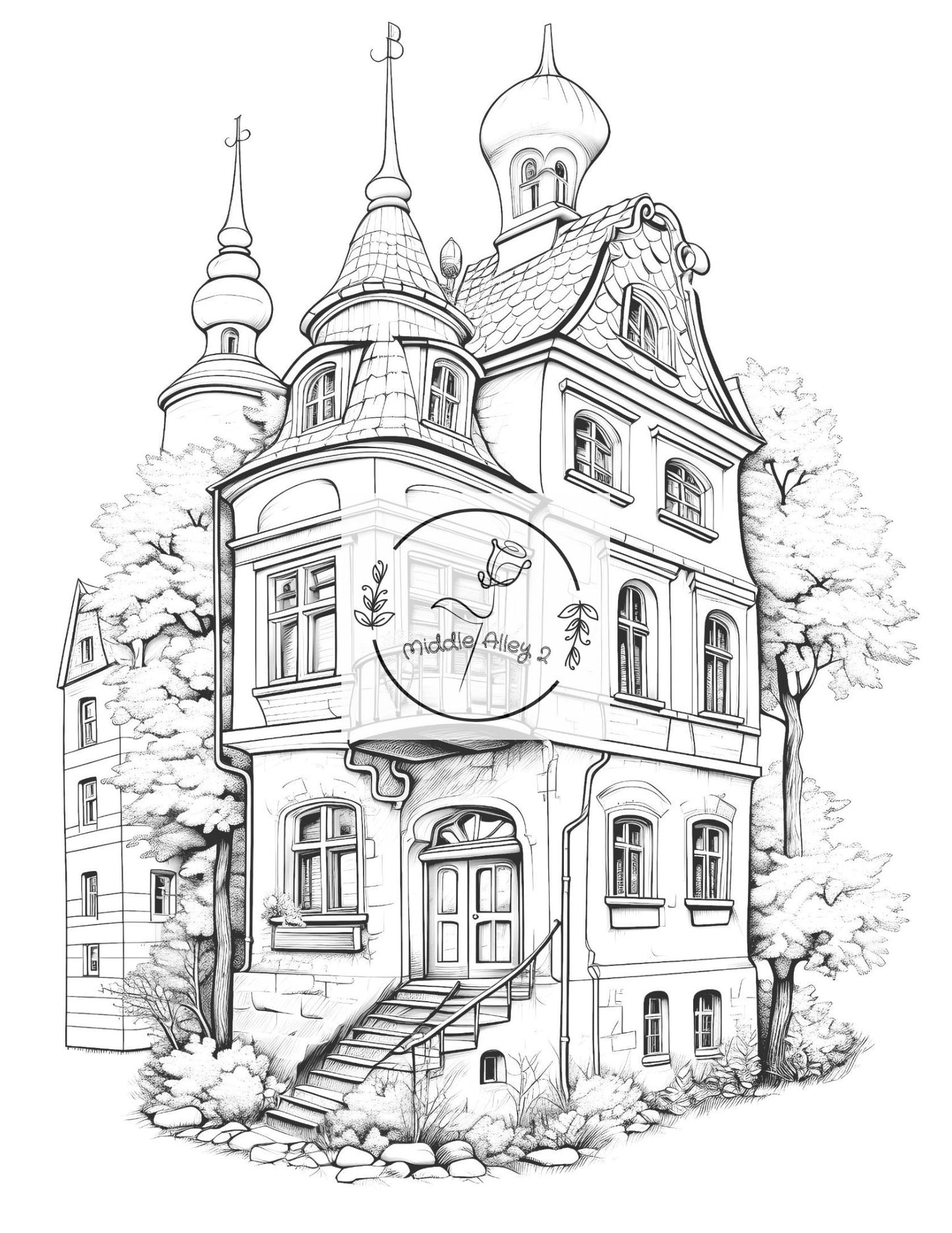 🏡 Lachhäuser aus Deutschland – Malbuch mit 50 lustigen deutschen Häusern für Kinder & Erwachsene 🎨🥨