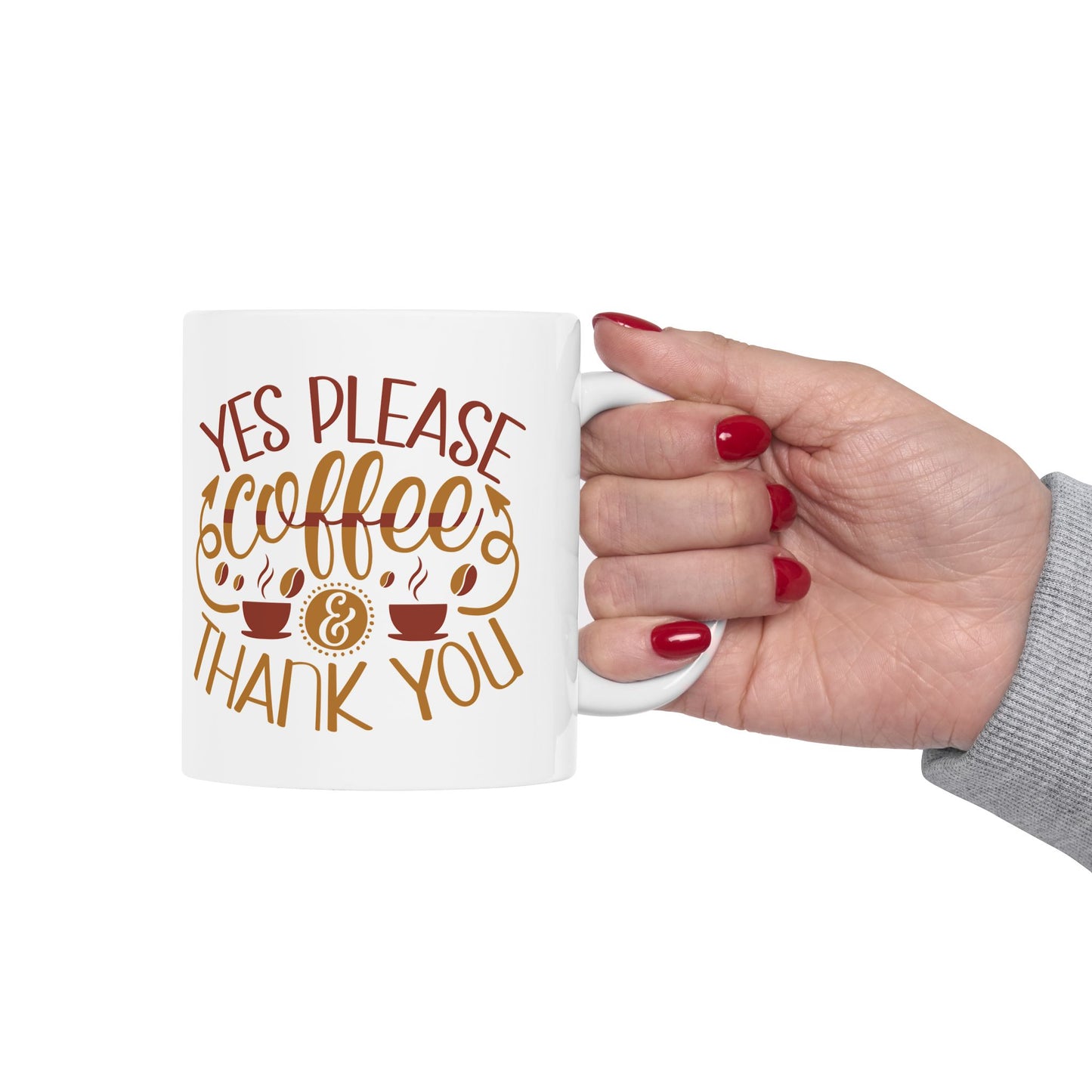 Bedruckte Kaffeetasse – 11oz (330 ml) – „Yes Please“ – robust & stilvoll