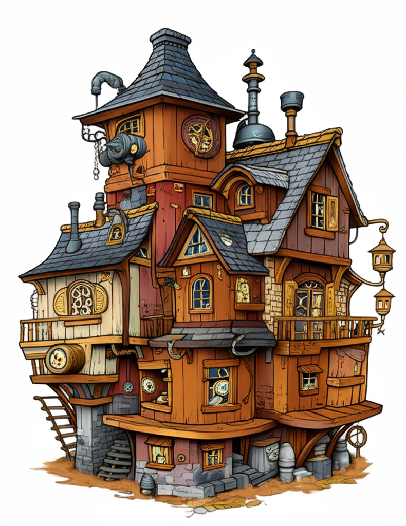 🏡 „Steam & Spaß – Das Steampunk-Malbuch mit 50 verrückten Häusern für Kinder & Erwachsene“ 🎨🕰️