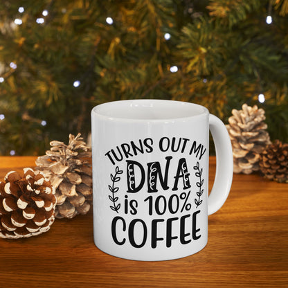 Bedruckte Kaffeetasse – 11oz (330 ml) – „DNA“ – robust & stilvoll