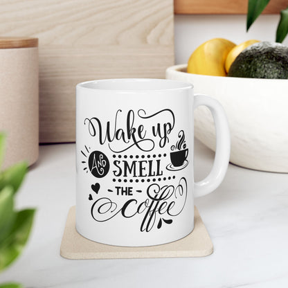 Bedruckte Kaffeetasse – 11oz (330 ml) – „Wake Up 2“ – robust & stilvoll