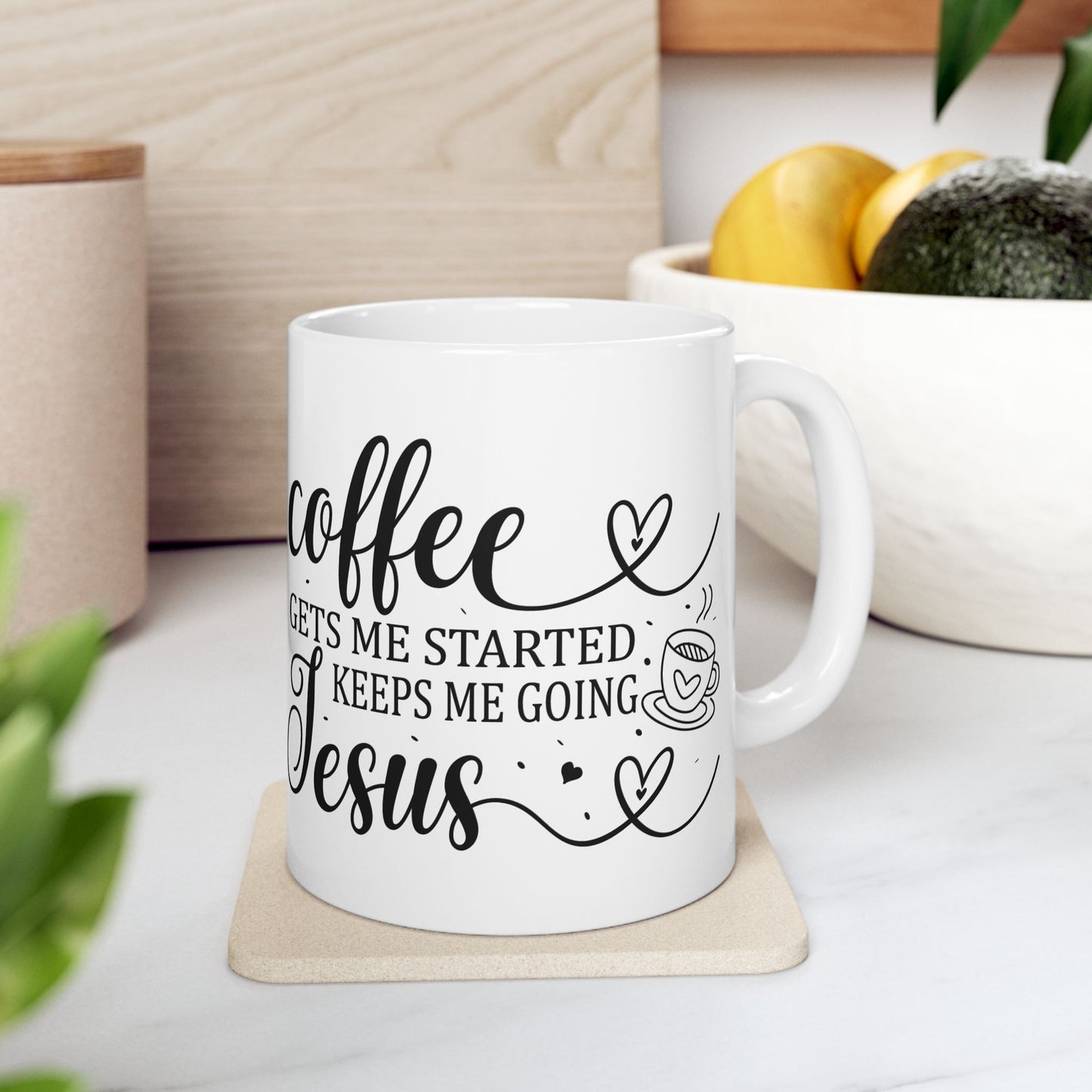 Bedruckte Kaffeetasse – 11oz (330 ml) – "Get Me Started" – robust & stilvoll