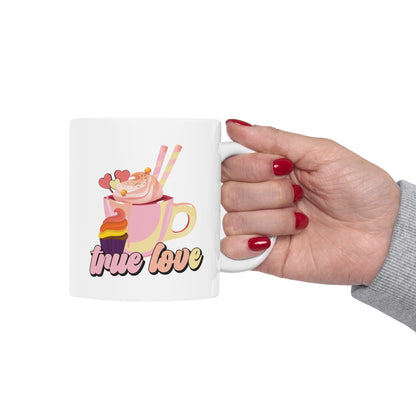 Bedruckte Kaffeetasse – 11oz (330 ml) – „True Love 2“ – robust & stilvoll