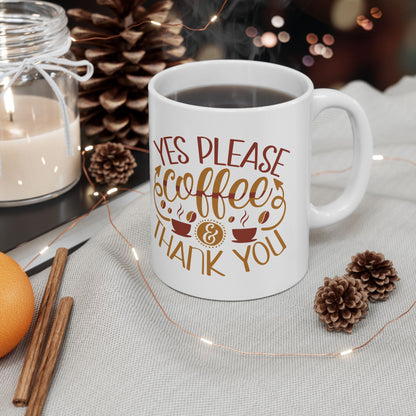 Bedruckte Kaffeetasse – 11oz (330 ml) – „Yes Please“ – robust & stilvoll