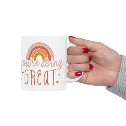 Bedruckte Kaffeetasse – 11oz (330 ml) – „Doing Great“ – robust & stilvoll
