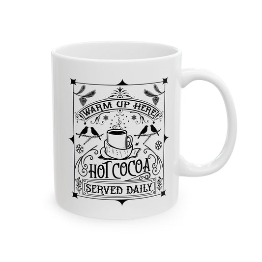 Bedruckte Kaffeetasse – 11oz (330 ml) – „Hot Cocoa“  – robust & stilvoll