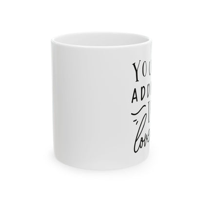 Bedruckte Kaffeetasse – 11oz (330 ml) – „Addiction“ – robust & stilvoll