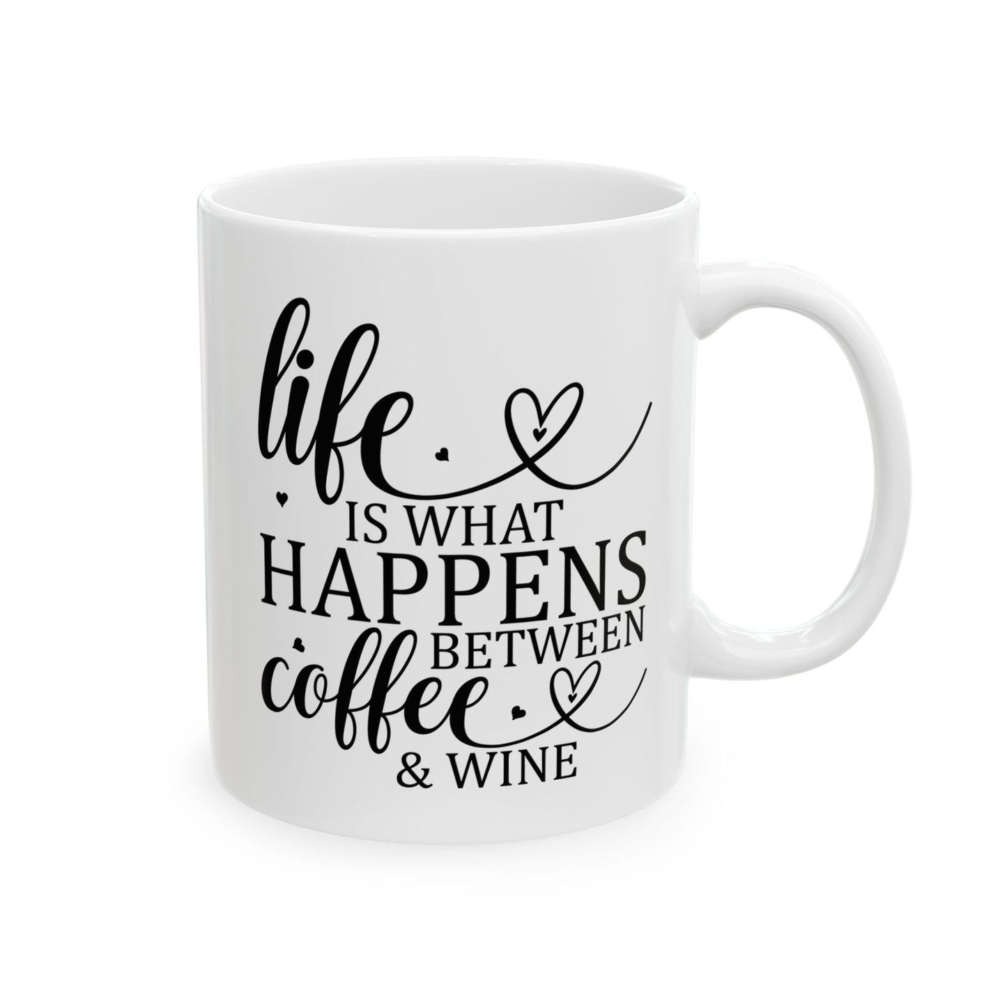 Bedruckte Kaffeetasse – 11oz (330 ml) – "Coffee & Wine" – robust & stilvoll