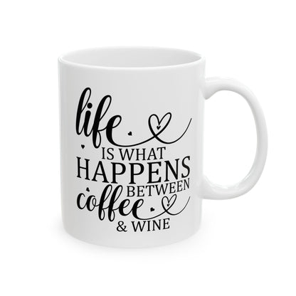 Bedruckte Kaffeetasse – 11oz (330 ml) – "Coffee & Wine" – robust & stilvoll