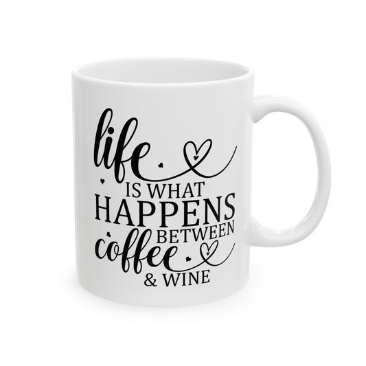 Bedruckte Kaffeetasse – 11oz (330 ml) – "Coffee & Wine" – robust & stilvoll