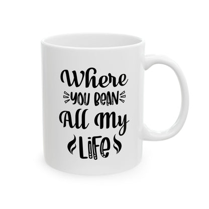 Bedruckte Kaffeetasse – 11oz (330 ml) – „Life“ – robust & stilvoll
