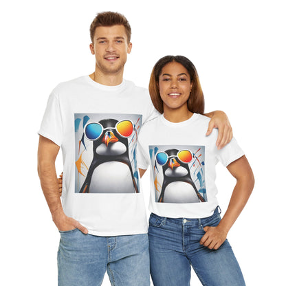 Cool Penguin Sunglasses Unisex Heavy Cotton Tee - Fun Graphic T-Shirt for Casual Wear