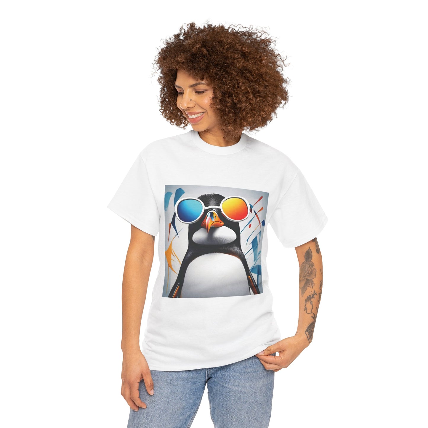 Cool Penguin Sunglasses Unisex Heavy Cotton Tee - Fun Graphic T-Shirt for Casual Wear