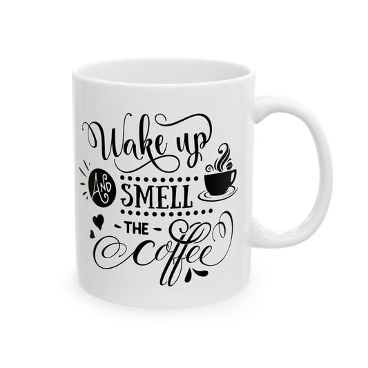 Bedruckte Kaffeetasse – 11oz (330 ml) – „Wake Up 2“ – robust & stilvoll