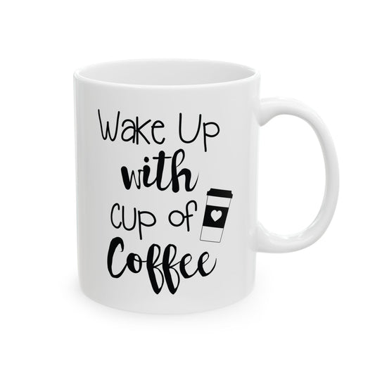 Bedruckte Kaffeetasse – 11oz (330 ml) – „Wake Up 3“ – robust & stilvoll
