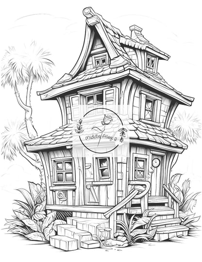 🌺🏄‍♂️ Aloha & Ausmalspaß – Malbuch mit 50 lustigen Hawaii-Häusern für Kinder & Erwachsene 🎨🌴