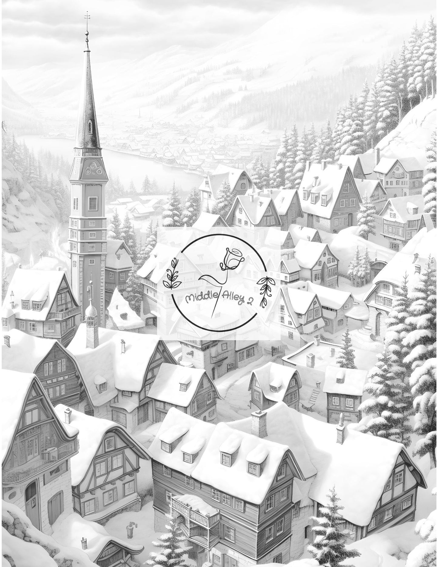 ❄️🏘️ „Winterzauber – Das Malbuch mit 50 verträumten Winterdorf-Motiven“ 🎨☃️