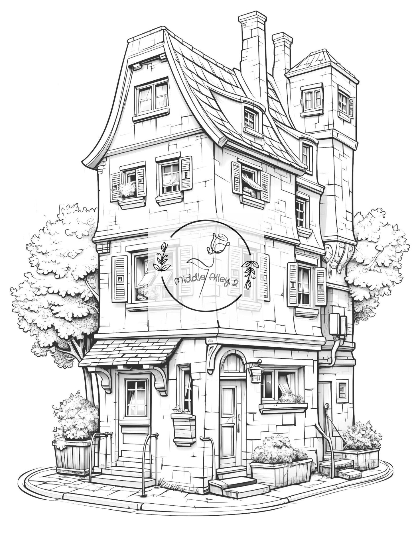 🏡 Lachhäuser aus Deutschland – Malbuch mit 50 lustigen deutschen Häusern für Kinder & Erwachsene 🎨🥨