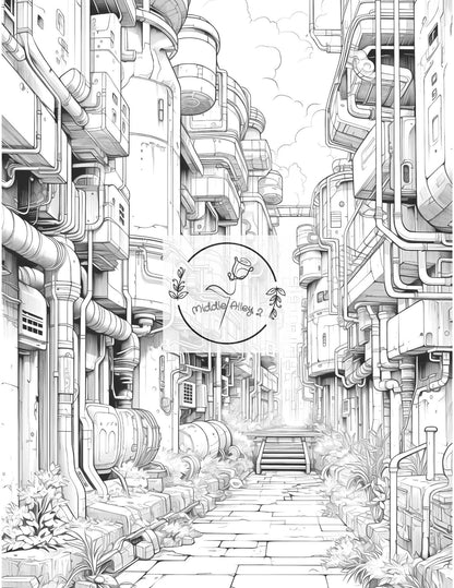 🌆 Neon Dreams – Das Cyberpunk-Malbuch mit 50 urbanen Straßen der Zukunft ⚡🖍️