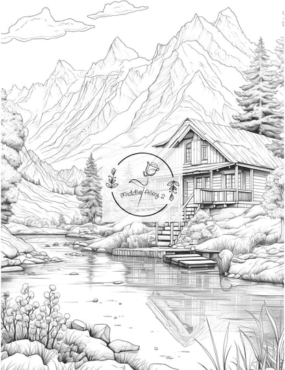 Verträumte Hütten – Das Malbuch mit 50 idyllischen Cabins aus aller Welt 🖍️🌲