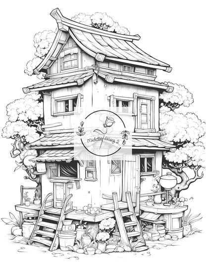 🎎🏯 „Kawaii & Kreativ – Malbuch mit 50 witzigen Japan-Häusern für Kinder & Erwachsene“ 🎨🍣
