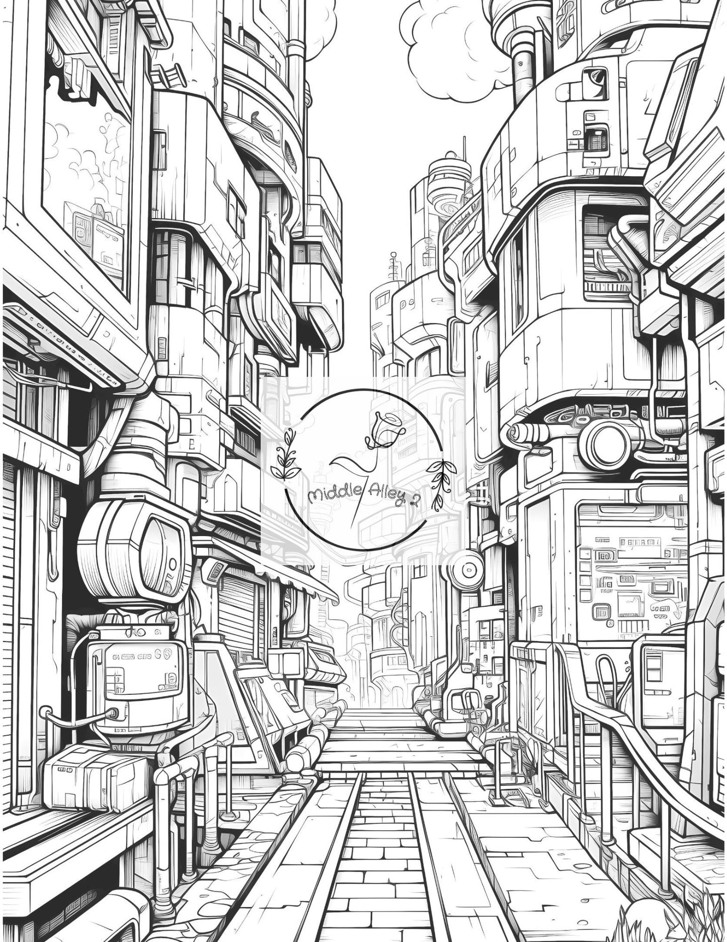 🌆 Neon Dreams – Das Cyberpunk-Malbuch mit 50 urbanen Straßen der Zukunft ⚡🖍️