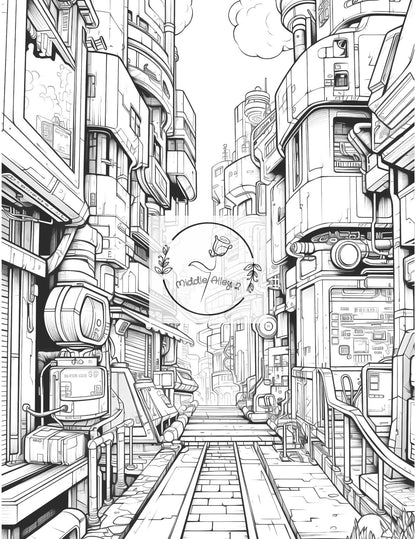 🌆 Neon Dreams – Das Cyberpunk-Malbuch mit 50 urbanen Straßen der Zukunft ⚡🖍️