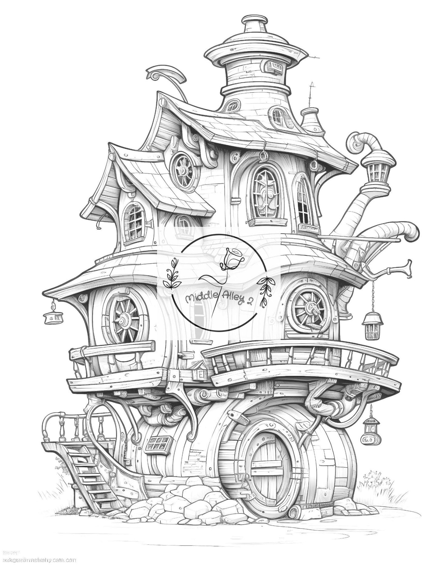 🏡 „Steam & Spaß – Das Steampunk-Malbuch mit 50 verrückten Häusern für Kinder & Erwachsene“ 🎨🕰️