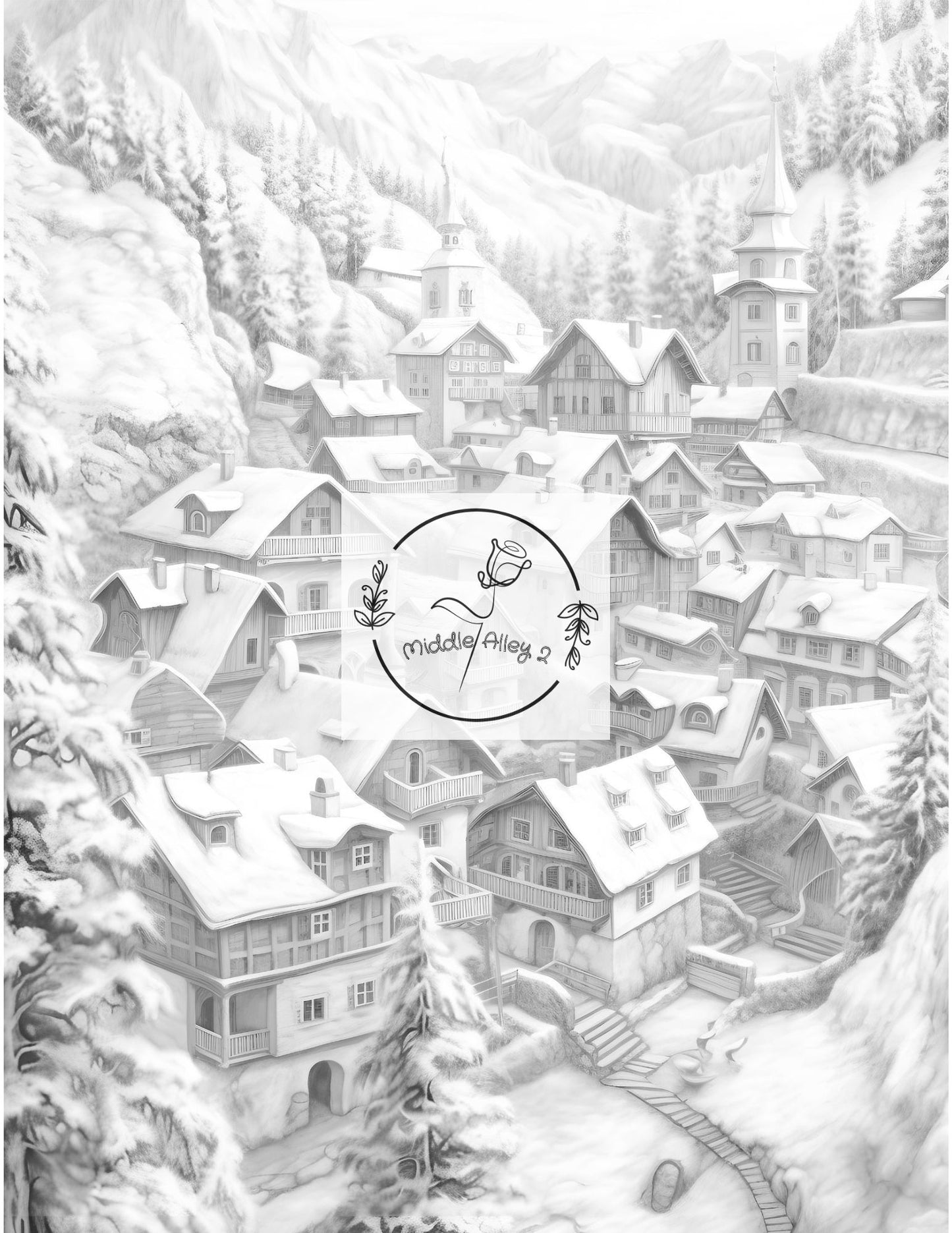 ❄️🏘️ „Winterzauber – Das Malbuch mit 50 verträumten Winterdorf-Motiven“ 🎨☃️