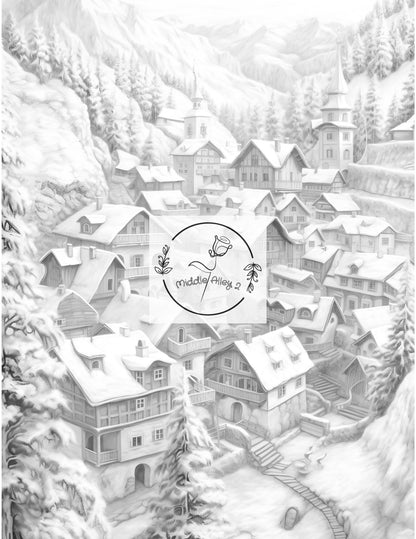 ❄️🏘️ „Winterzauber – Das Malbuch mit 50 verträumten Winterdorf-Motiven“ 🎨☃️