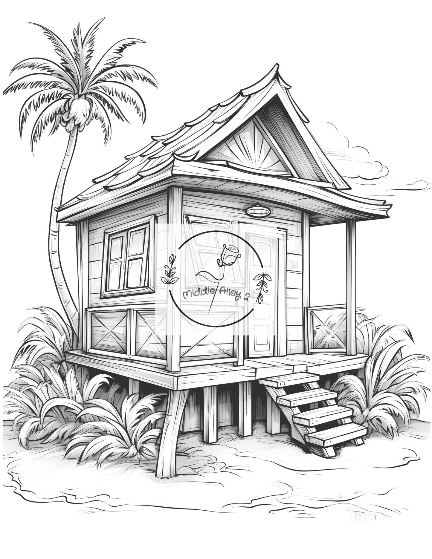 🏖️🌞 Strandhaus-Spaß – Das Malbuch mit 50 witzigen Beach Houses 🎨🐚