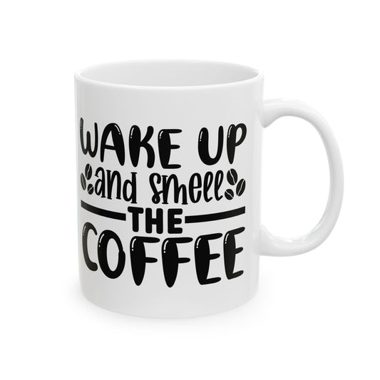 Bedruckte Kaffeetasse – 11oz (330 ml) – „Wake Up“ – robust & stilvoll