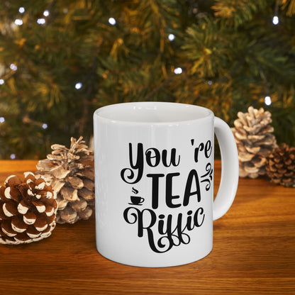 Bedruckte Kaffeetasse – 11oz (330 ml) – „Tea-Riffic 6“ – robust & stilvoll