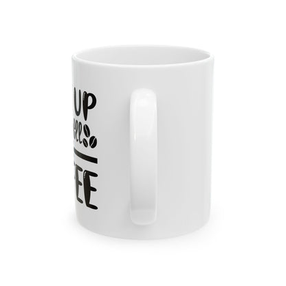Bedruckte Kaffeetasse – 11oz (330 ml) – „Wake Up“ – robust & stilvoll