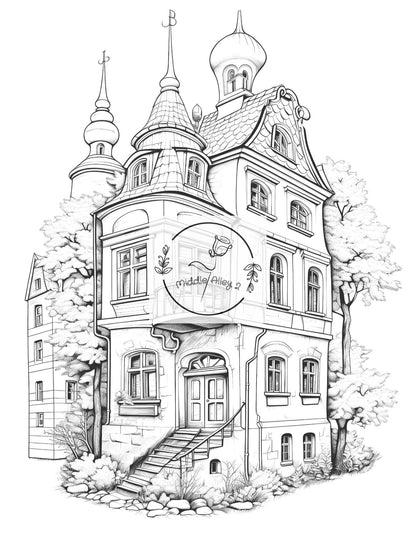 🏡 Lachhäuser aus Deutschland – Malbuch mit 50 lustigen deutschen Häusern für Kinder & Erwachsene 🎨🥨