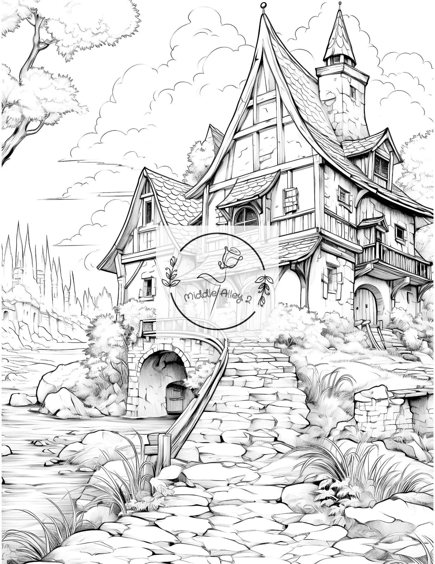 🏰🌲 „Mittelalter zum Ausmalen – 50 neue Dorfmotive aus längst vergangenen Zeiten (Vol. 2)“ 🎨🕯️