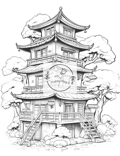 🎎🏯 „Kawaii & Kreativ – Malbuch mit 50 witzigen Japan-Häusern für Kinder & Erwachsene“ 🎨🍣