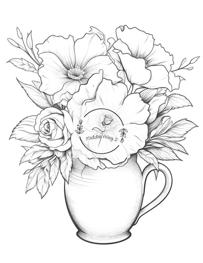 🌸📜 „Blütenpracht im Retro-Stil – Das Malbuch mit 50 eleganten Vintage Flower Motiven“ 🎨🌿