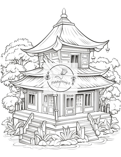 🌴🏠 Bali Lächelt – Das Malbuch mit 50 witzigen und wundervollen Häusern 🎨😄