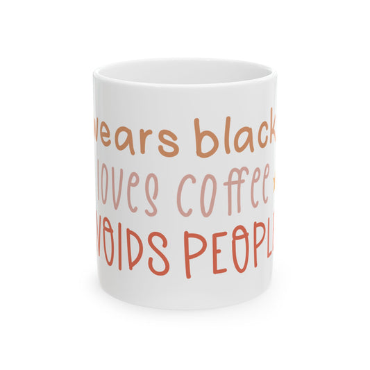 Bedruckte Kaffeetasse – 11oz (330 ml) – „Avoid People“ – robust & stilvoll