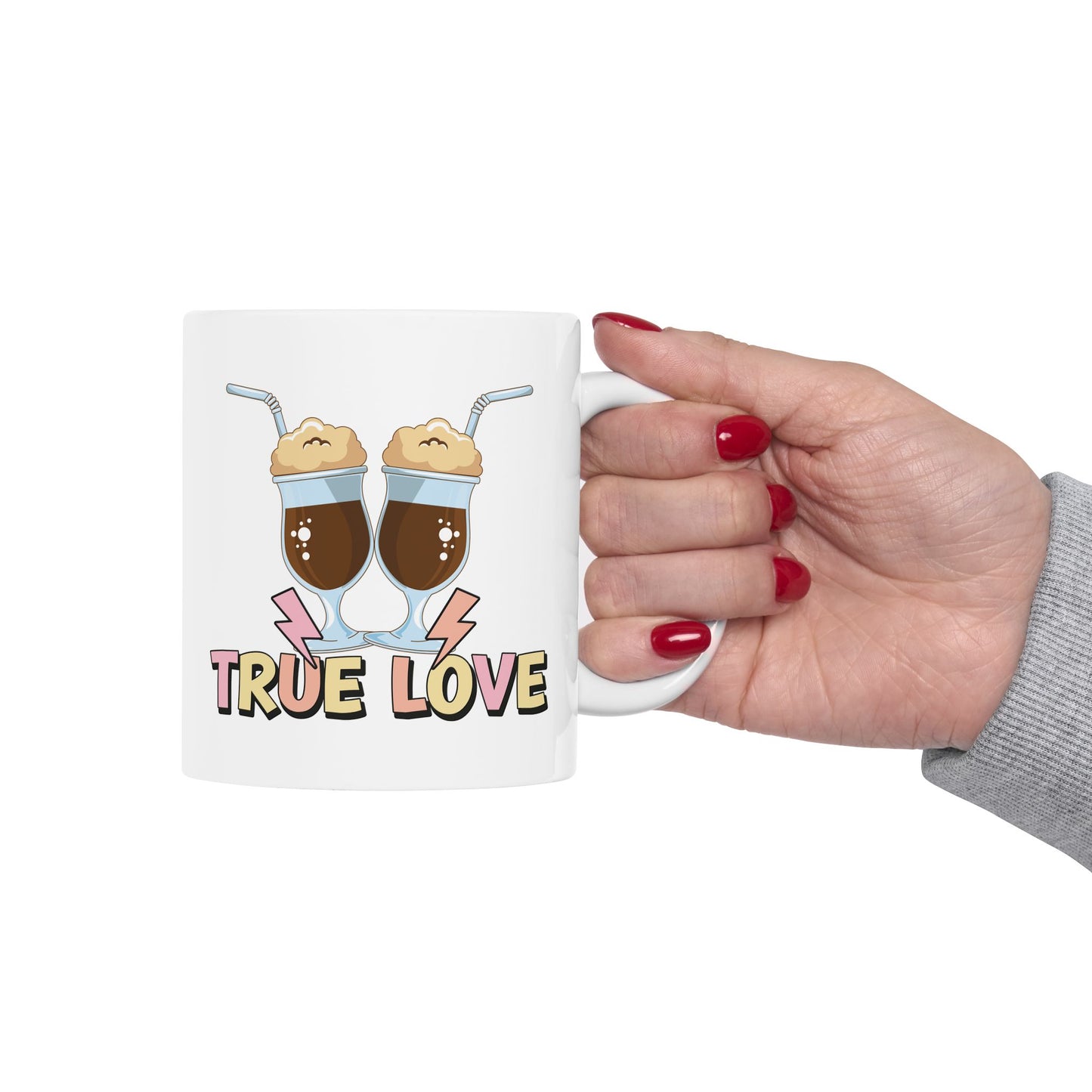 Bedruckte Kaffeetasse – 11oz (330 ml) – „True Love“ – robust & stilvoll