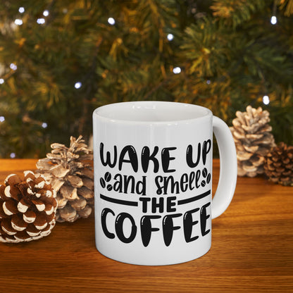 Bedruckte Kaffeetasse – 11oz (330 ml) – „Wake Up“ – robust & stilvoll