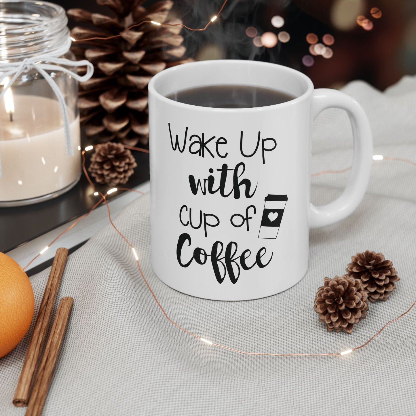 Bedruckte Kaffeetasse – 11oz (330 ml) – „Wake Up 3“ – robust & stilvoll