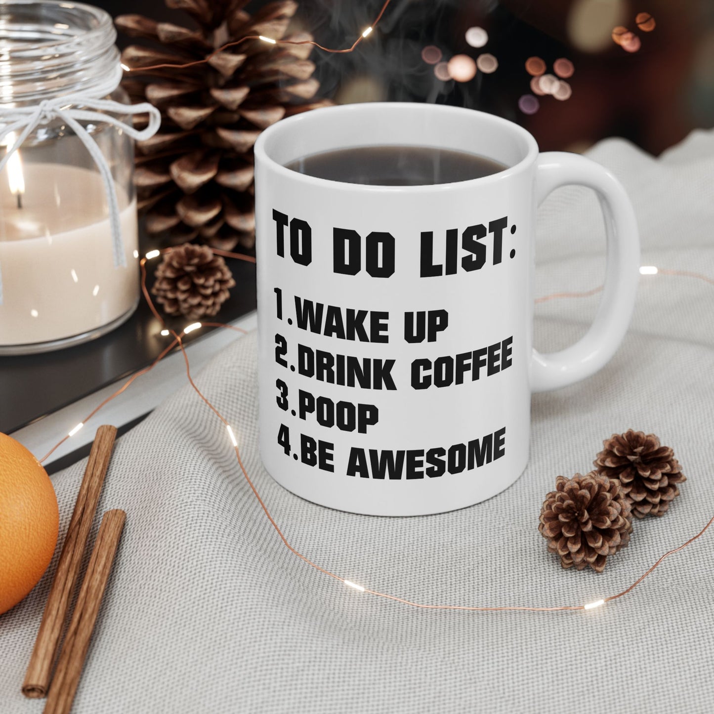 Bedruckte Kaffeetasse – 11oz (330 ml) – „To Do“ – robust & stilvoll