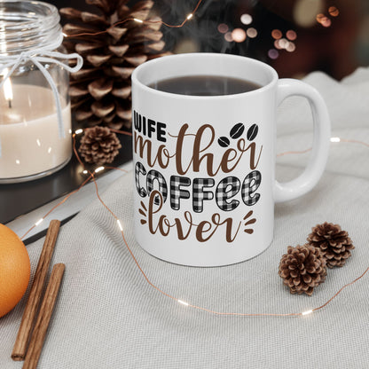 Bedruckte Kaffeetasse – 11oz (330 ml) – „Wife“ – robust & stilvoll